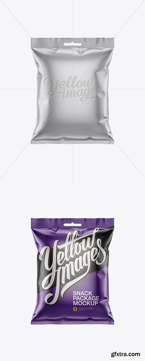 Matte Metallic Snack Package Mockup - Front View 15900
