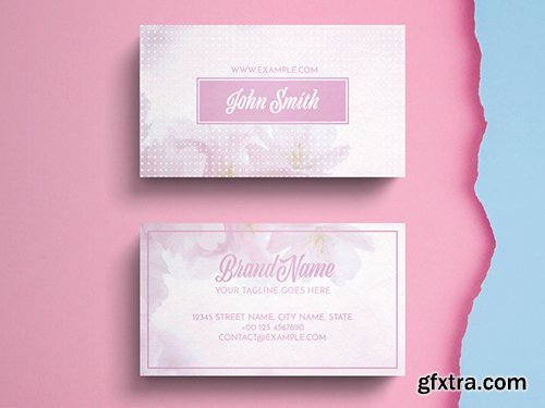 Business Card Layout with Pink Accents 274315583