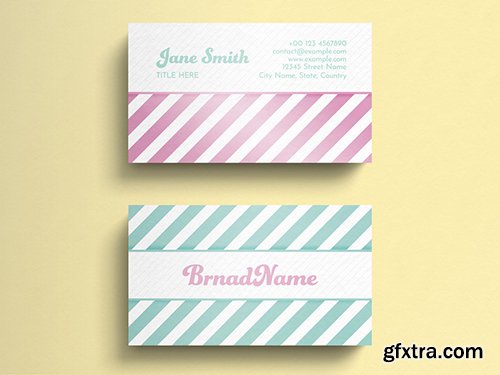 Business Card Layout with Diagonal Stripes 274315574