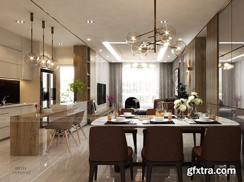 Full Modern Apartment 08 3D Interior Scene