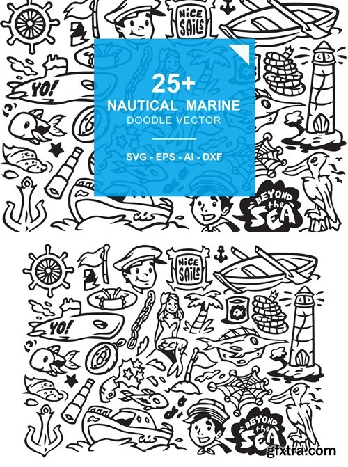 Nautical Marine - Ocean Beach Doodles