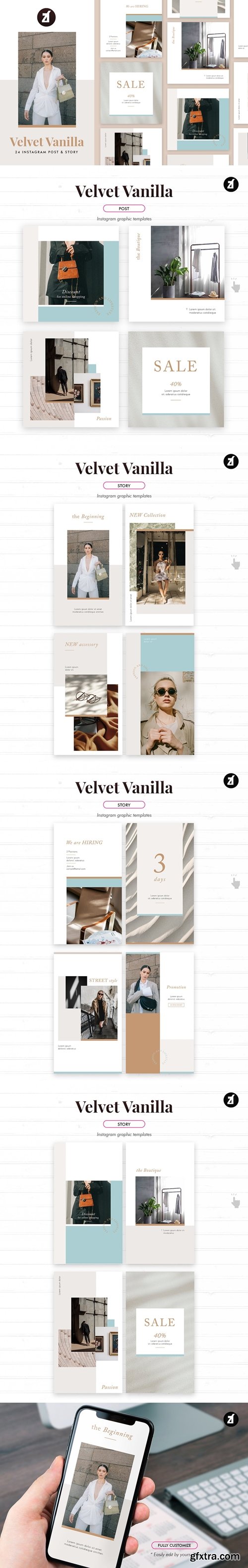 Velvet vanilla social media graphic templates