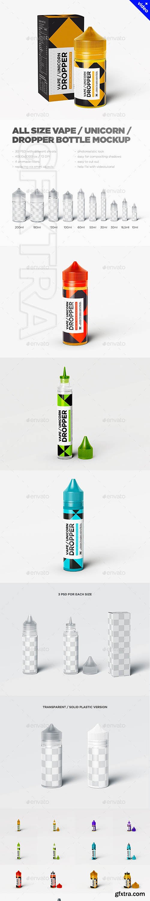 GraphicRiver - All Sizes Vape Unicorn Dropper Bottle MockUp 23822298