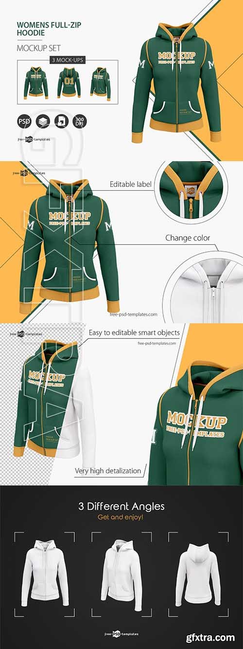 CreativeMarket - Womens Full-Zip Hoodie MockUp Set 3842809