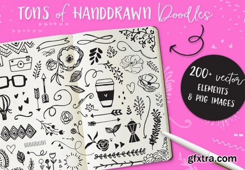 MightyDeals Glorious Font Bundle 21 Fonts, 60 Patterns, 200 Doodles