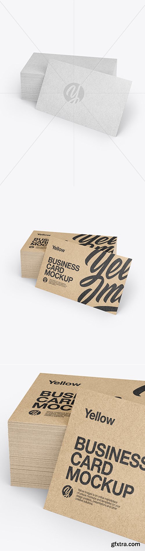 Stack of Kraft Business Cards Mockup 43008