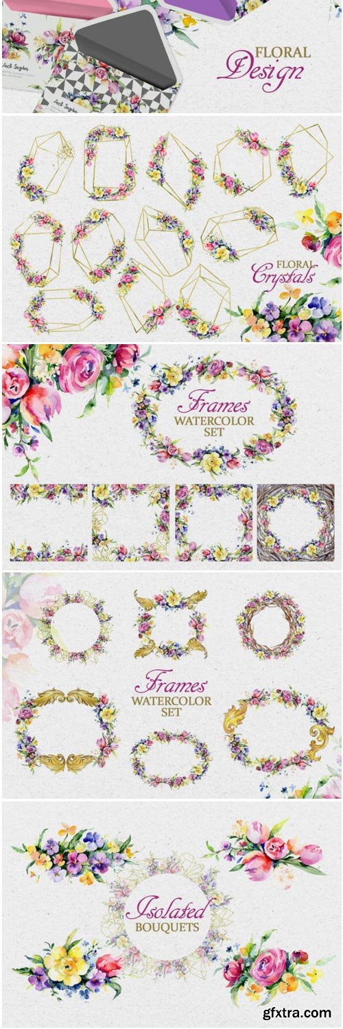 Gentle Flower Bouquets Watercolor Png 1530165