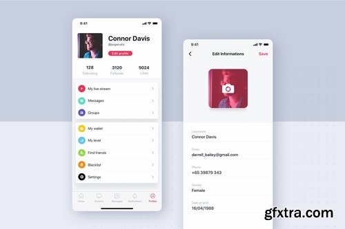 Social mobile UI concept Pack