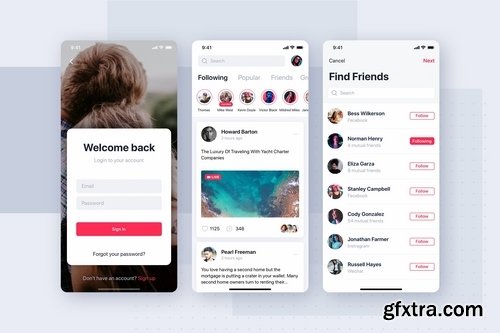 Social mobile UI concept Pack