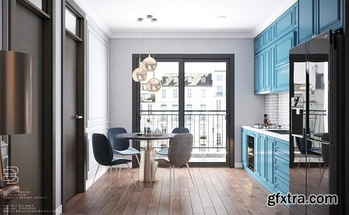 Kitchen – Dining Room Interior Scene