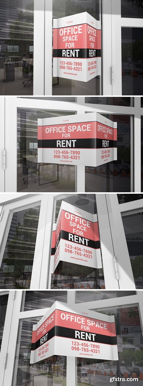 Window V-Signs Board Mockup