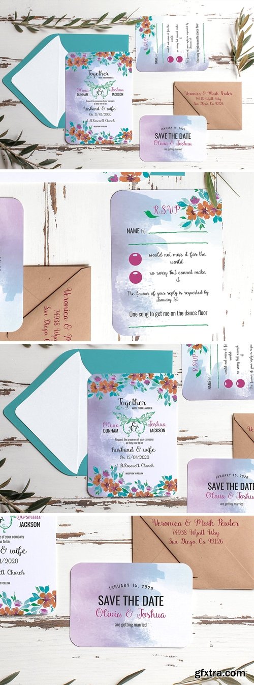 Floral Wedding Invitation Suite