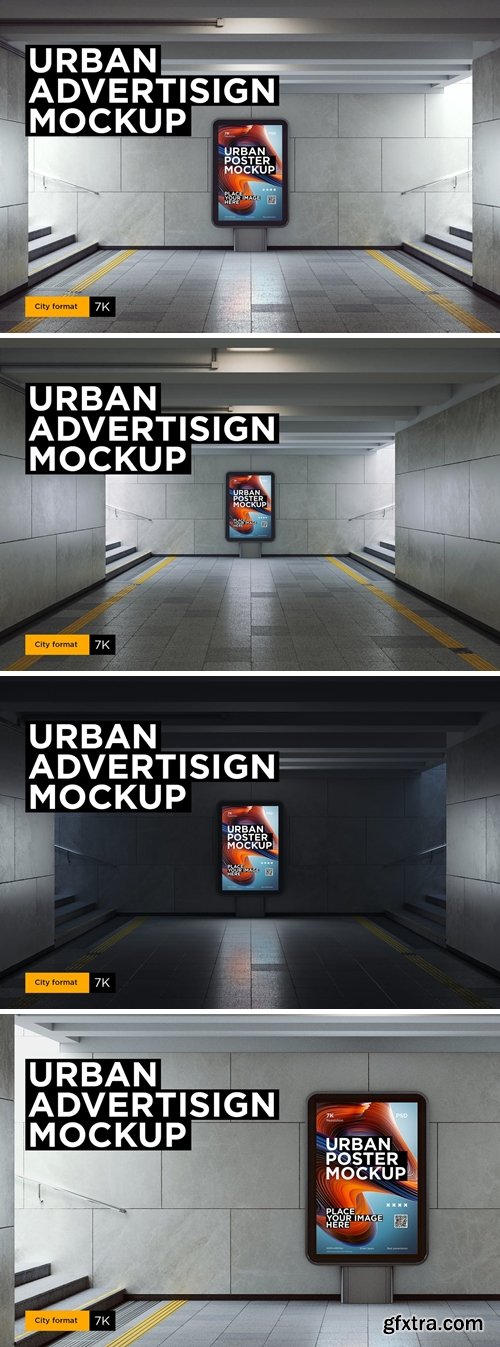 City Lightbox Poster Mockup in Subway