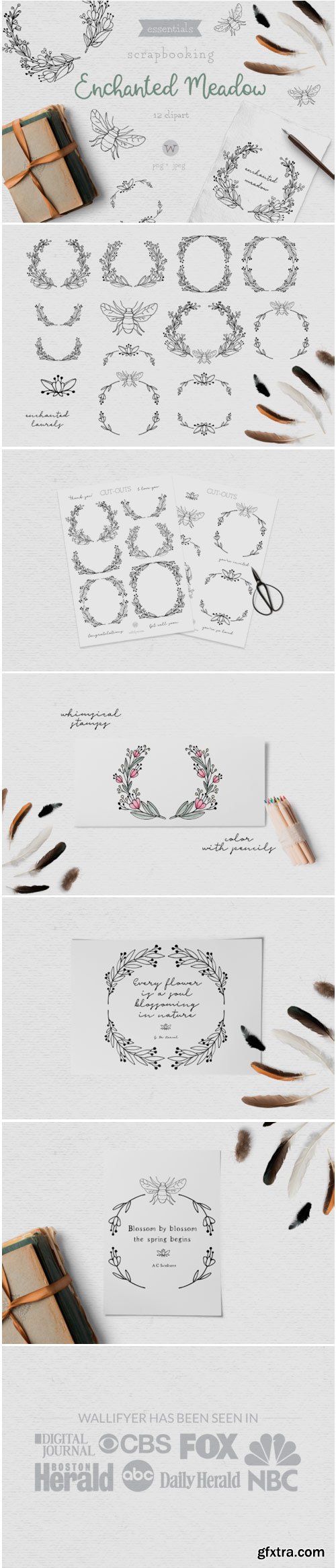 Doodle Flower Clipart and Digital Stamps 1531244