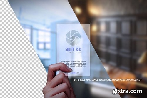 Transparent Frosted Business Card Mockup