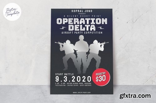 Air Soft Gun Battle Poster Template » GFxtra