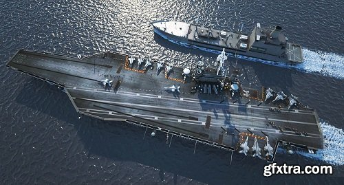USS Nimitz Aircraft Carrier and USNS Patuxent 3D model