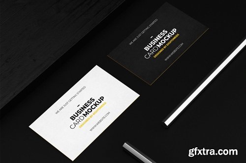 Dark Realistic Business Card Mock-Up