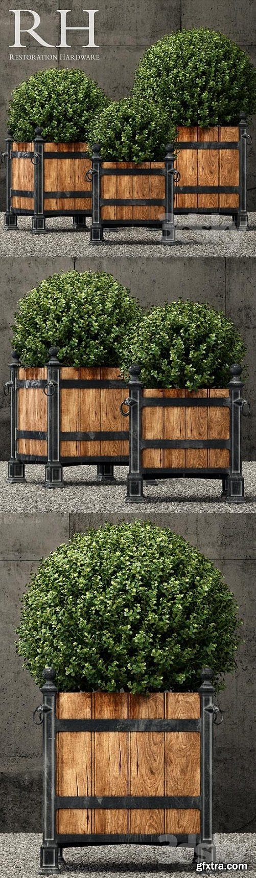 Restoration Hardware versailles wood panel planters