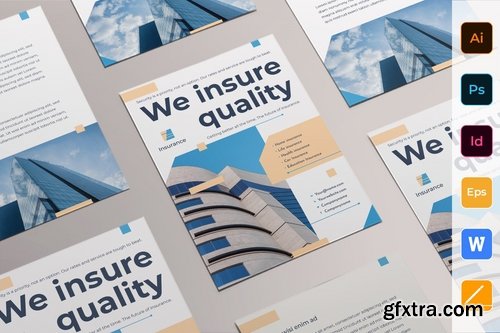 Insurance Agency Poster Flyer Business Card Brochure Bifold Trifold