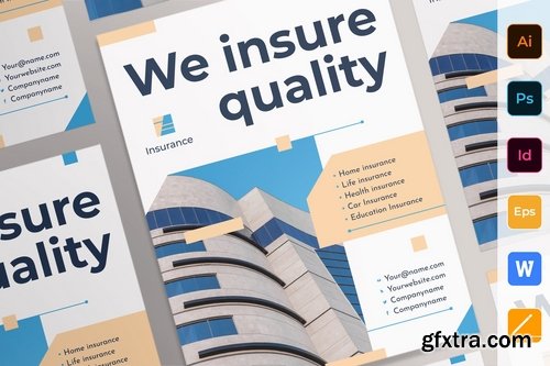 Insurance Agency Poster Flyer Business Card Brochure Bifold Trifold