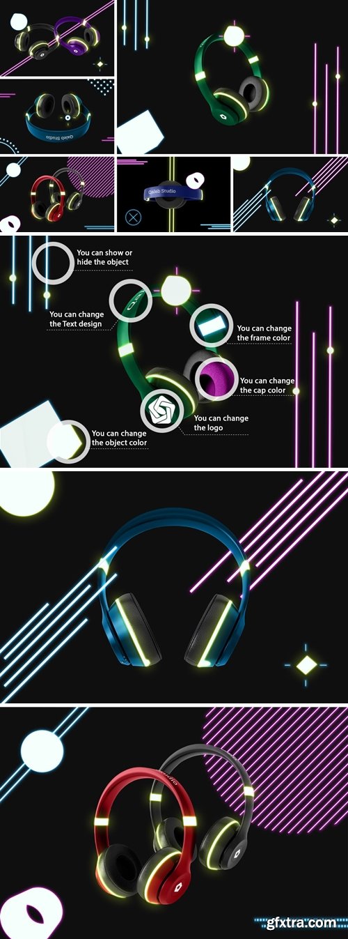 Neon Headphones Mockup