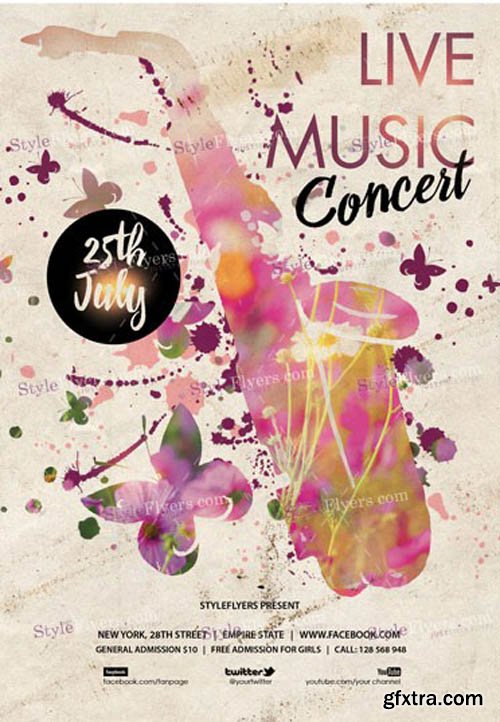 Live Music Concert V3 2019 PSD Flyer Template