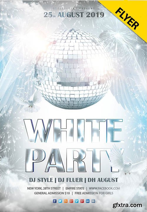 White Party V12 2019 Flyer PSD Template