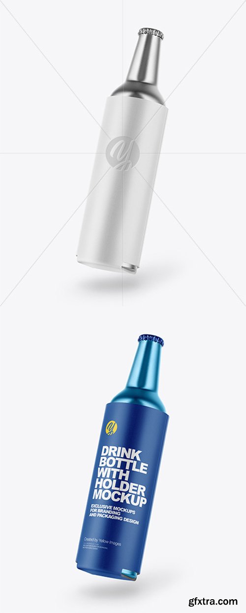 Metallic Drink Bottle w/ Holder Mockup 44934