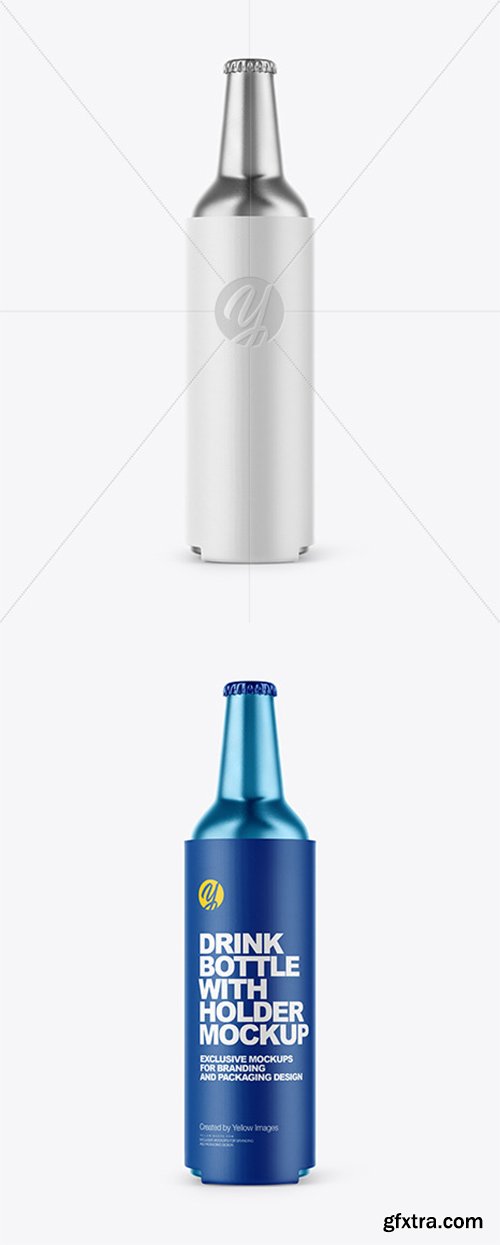 Metallic Drink Bottle w/ Holder Mockup 44681