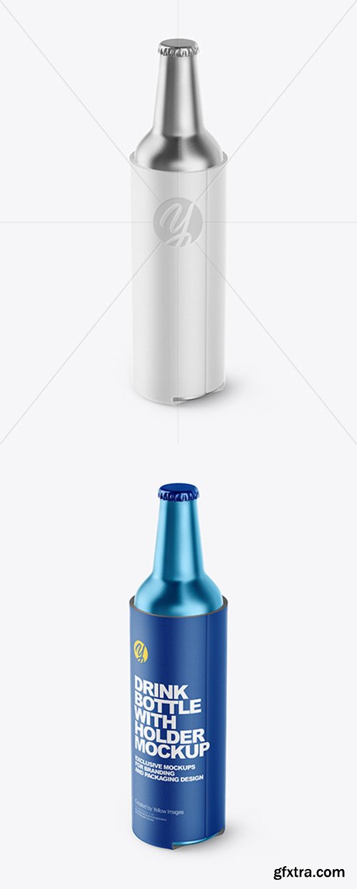 Metallic Drink Bottle w/ Holder Mockup 44933