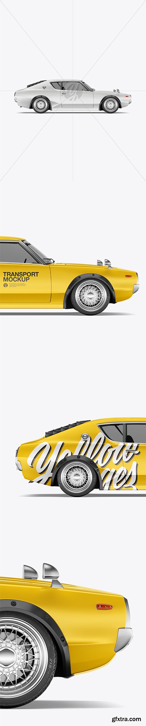 Retro Sport Car Mockup - Side View 45315