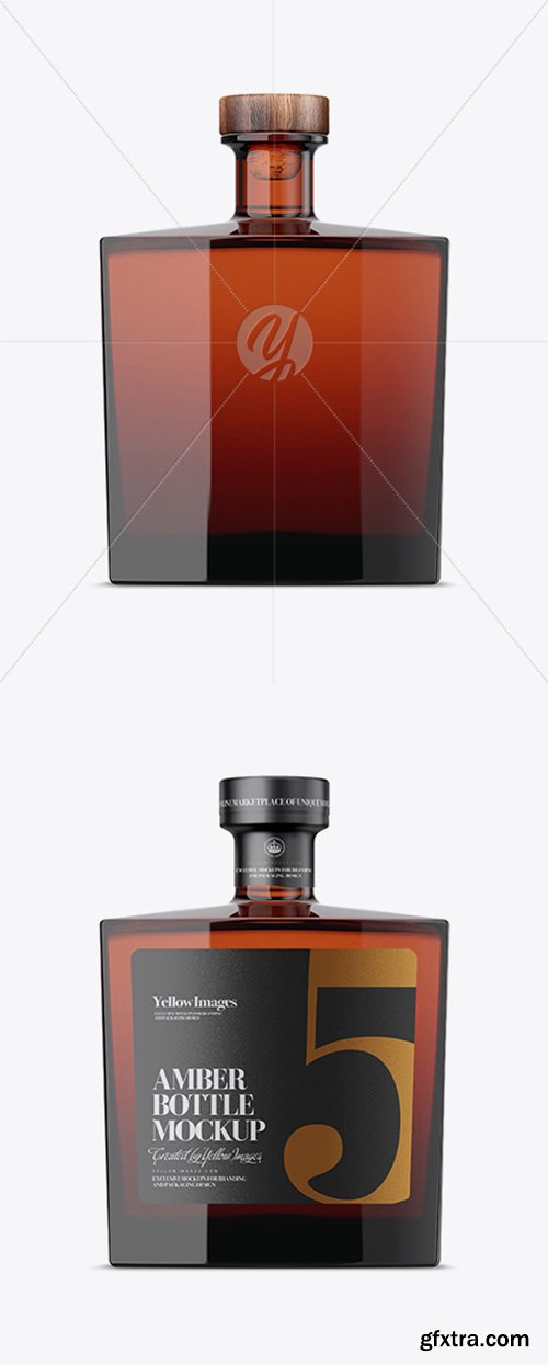 Square Amber Glass Bottle Mockup 34571