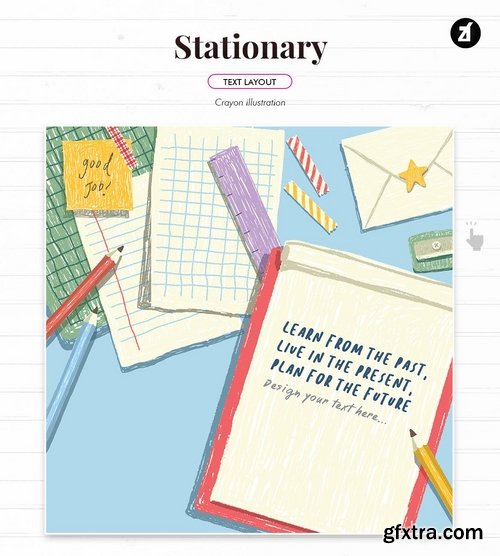 Stationary illustration with text layout