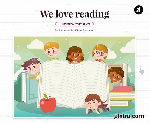 We love reading illustration with copy space