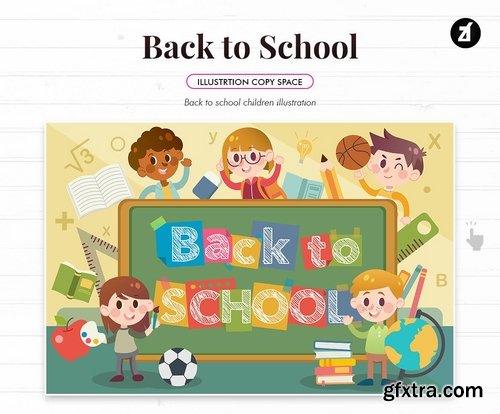 Back to school illustration with copy space