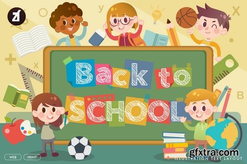 Back to school illustration with copy space