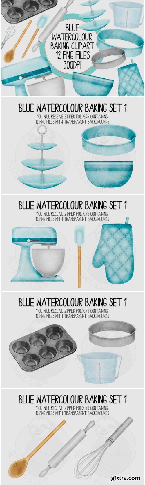 Blue Watercolour Baking Clip Art Set 1 1543589