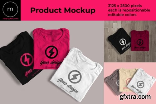 Three Folded Tees Product Mock Up 1544065