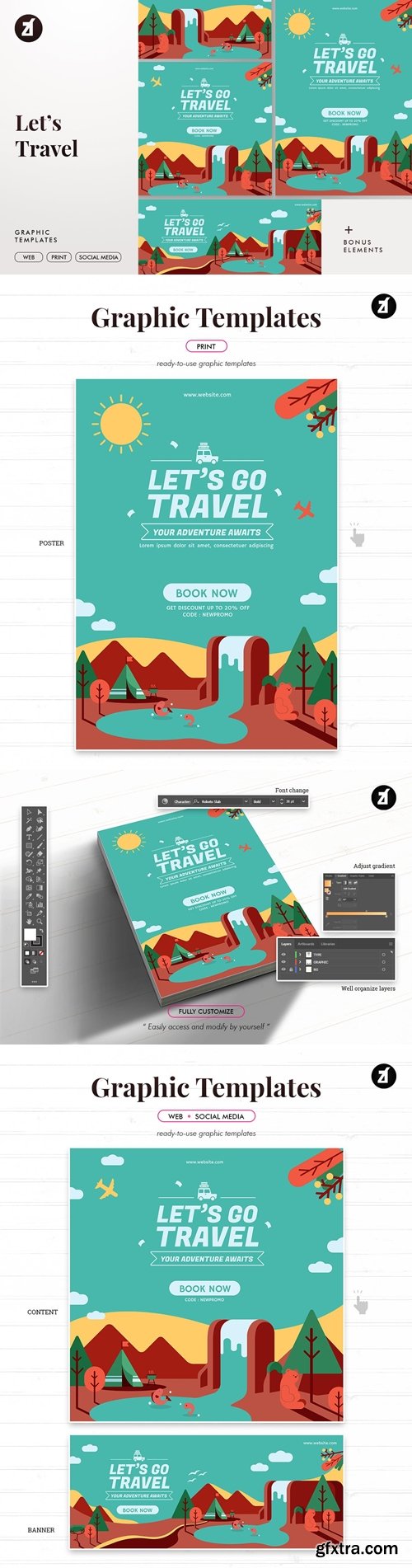 Let's travel graphic templates