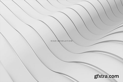 White Wavy Bands Abstract 3D Background Set