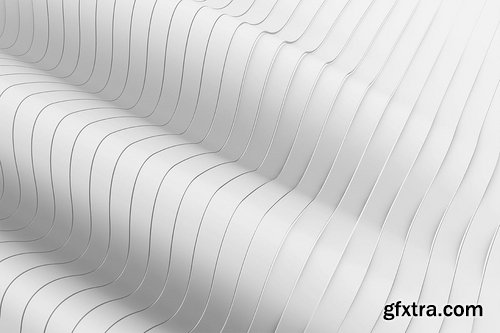 White Wavy Bands Abstract 3D Background Set