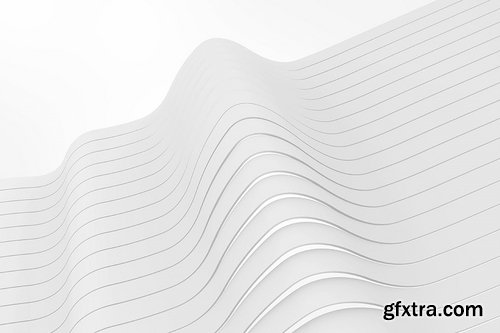 White Wavy Bands Abstract 3D Background Set