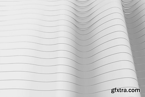 White Wavy Bands Abstract 3D Background Set