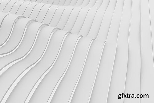 White Wavy Bands Abstract 3D Background Set