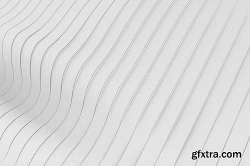 White Wavy Bands Abstract 3D Background Set