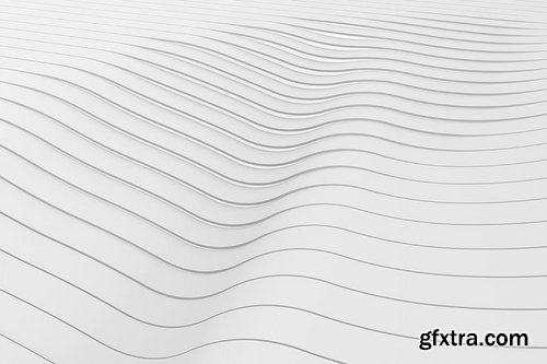 White Wavy Bands Abstract 3D Background Set