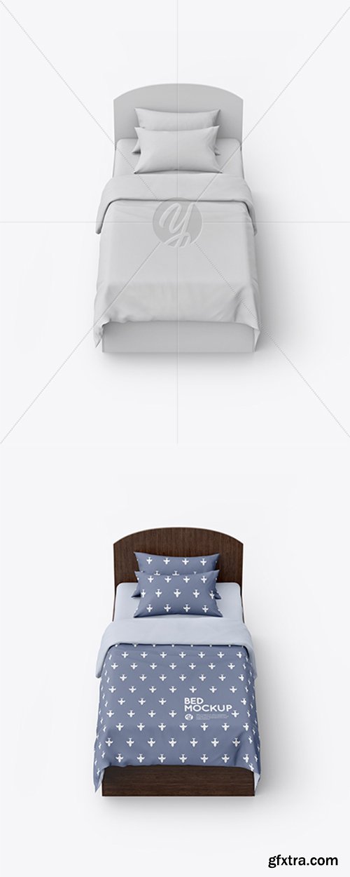 Bed with Cotton Linens Mockup 34251