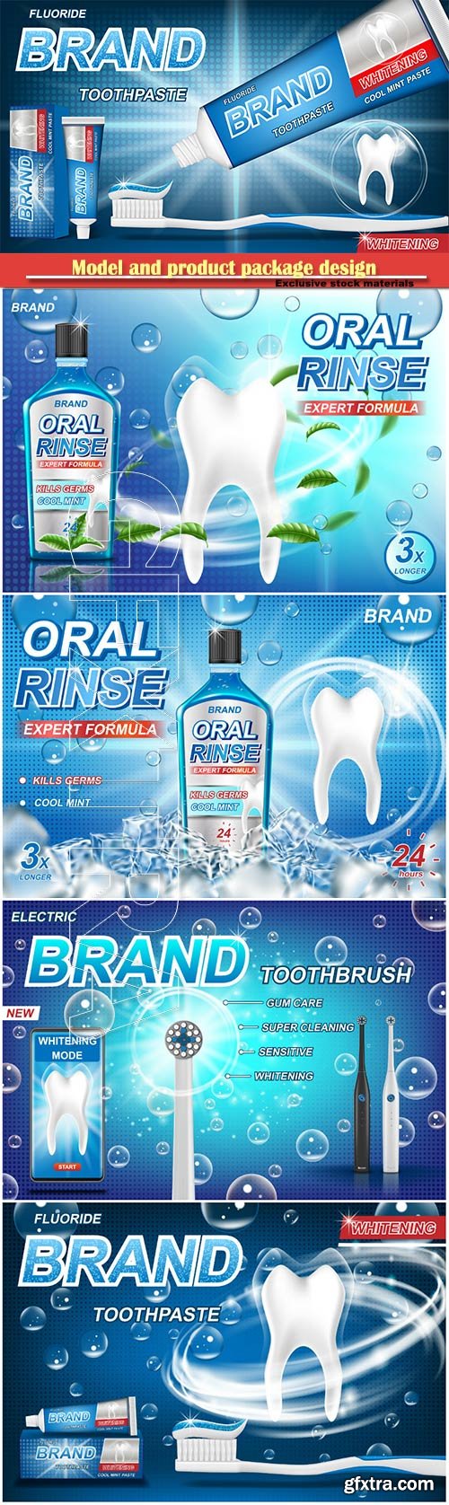 Model and product package design for toothpaste poster or advertising