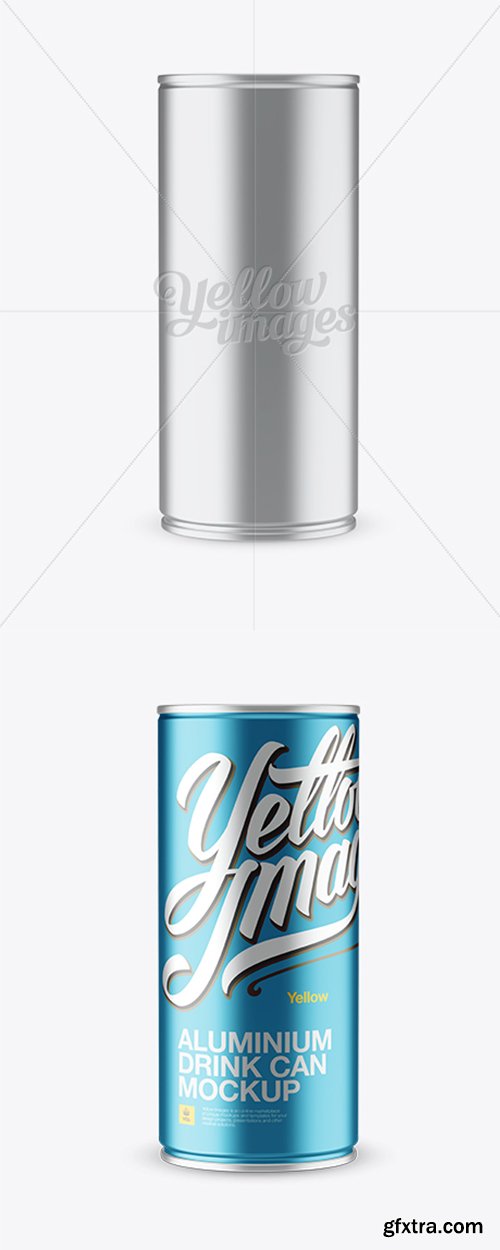 1L Metallic Aluminium Can Mockup 34521